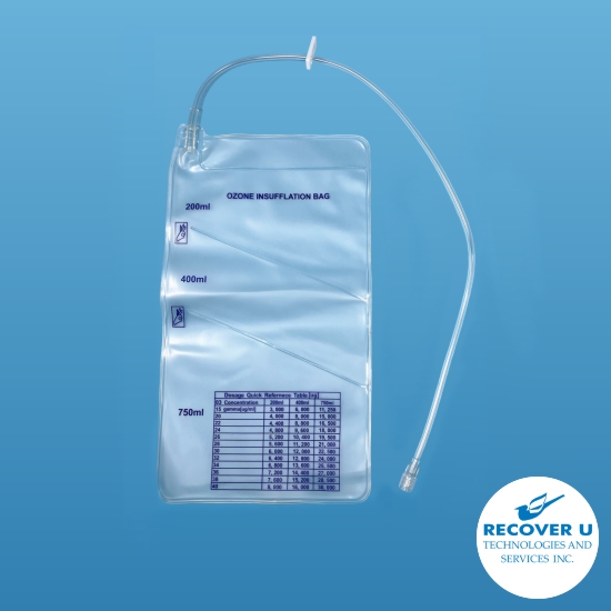 Insufflation bag for ozone, reusable