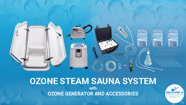 Ozone steam sauna system with ozone generator and accessories. Recover U Technologies and Services Inc.