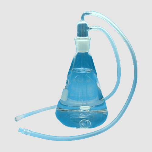 Glass flask with bubbler