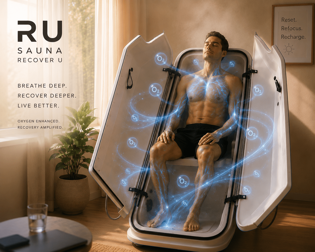 Man in steam sauna showing benefits of oxygen